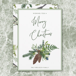 Cartão De Festividades Pinho de inverno russo e Berries Spray Natal