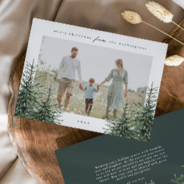 Cartão De Festividades Pinho pintado à mão Elegante Foto de Natal