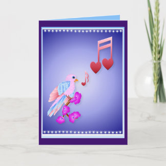 Cartão De Festividades Pink Bird and Love Notes Card
