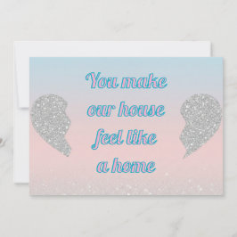 Cartão De Festividades Pink Blue Pastel Glitter Heart Valentines Day Card