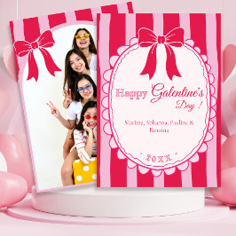 Cartão De Festividades Pink Bow Galentine’s Day with Custom Photo