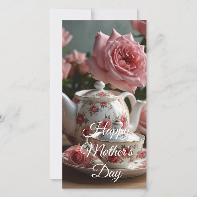 Cartão De Festividades Pink Cabbage Rose Tea  (Frente)