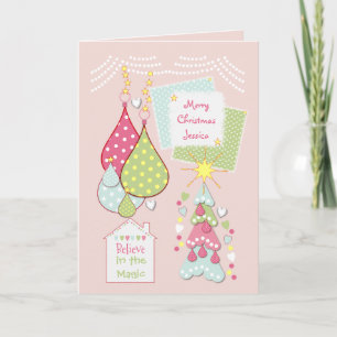 Cartão De Festividades Pink Christmas tree from our house