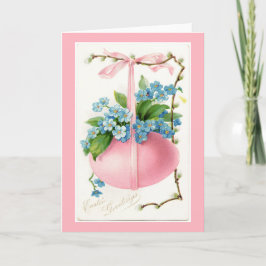Cartão De Festividades Pink Egg and Flowers Easter Greeting Card