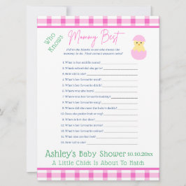 Cartão De Festividades Pink Egg Little Chick Hatch Girl Baby Shower GAME