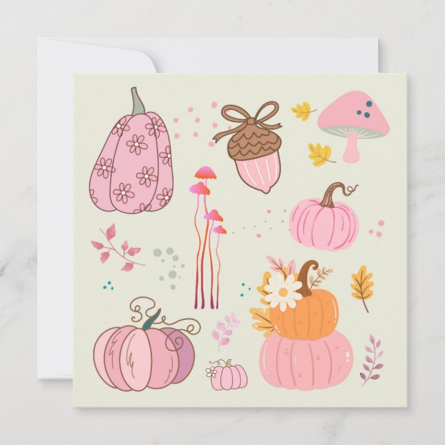 Cartão De Festividades Pink Fall Birday (Frente)