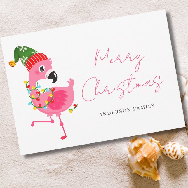 Cartão De Festividades Pink Flamingo Christmas (Criador carregado)