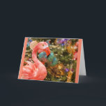 Cartão De Festividades Pink Flamingo Christmas Holiday Greeting Card<br><div class="desc">A great card to send to anyone on your list.</div>