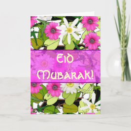 Cartão De Festividades Pink floral bouquet Eid Mubarak