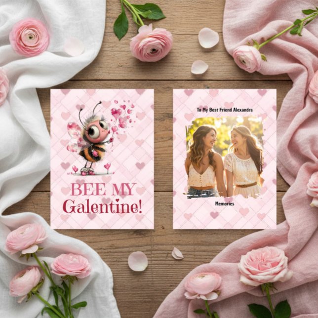 Cartão De Festividades Pink Hearts Galentine's Day Best Friend Card (Criador carregado)