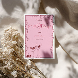 Cartão De Festividades Pink Martini Glasse – Festa do Dia dos Namorados 