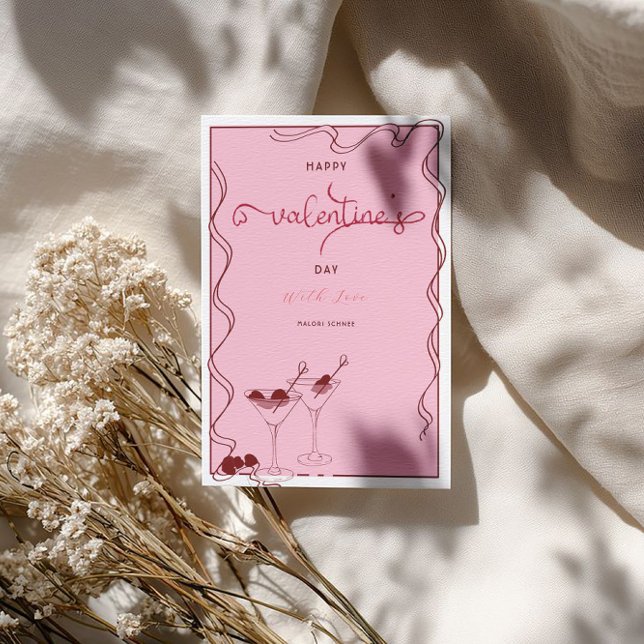 Cartão De Festividades Pink Martini Glasse – Festa do Dia dos Namorados  (Criador carregado)
