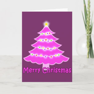 Cartão De Festividades Pink Merry Christmas tree