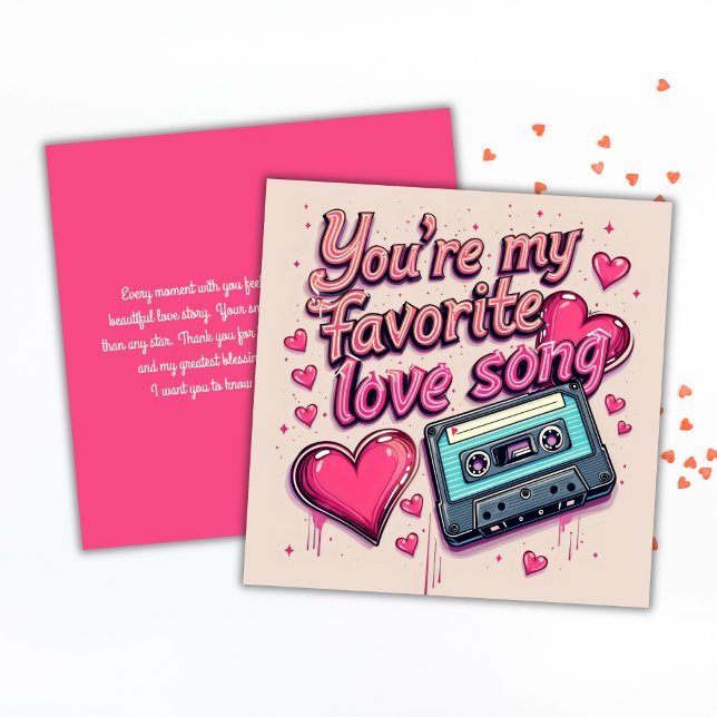 Cartão De Festividades Pink Music Love Song Retro Dia de os namorados (Pink Music Love Song Retro Valentines Day Holiday Card)
