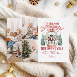 Cartão De Festividades Pink Nutcracker Christmas 3 Photo Wonderland Gl