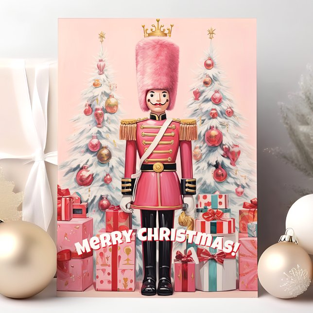 Cartão De Festividades Pink Nutcracker Feliz Natal (Criador carregado)