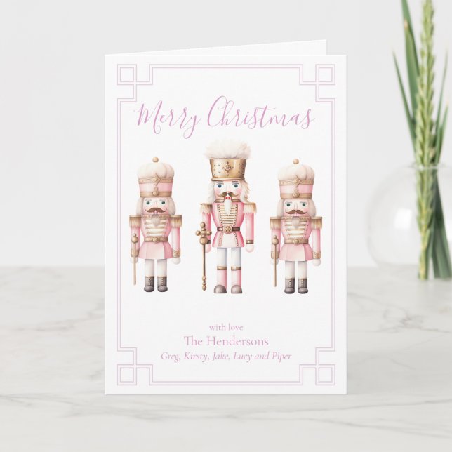 Cartão De Festividades Pink Nutcracker Natal (Frente)