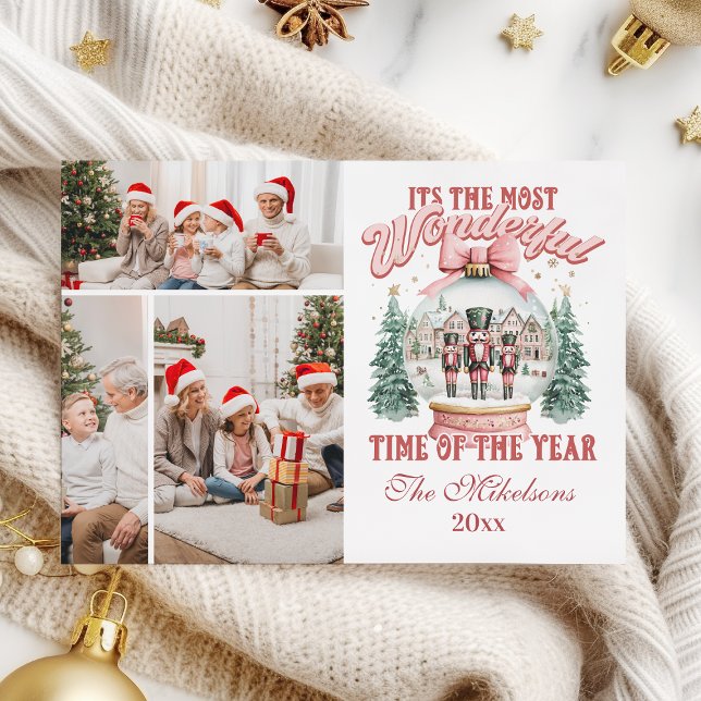 Cartão De Festividades Pink Nutcracker Natal 3 Foto Wonderland Gl (Criador carregado)