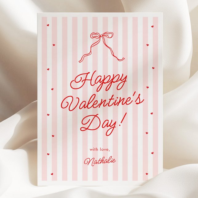 Cartão De Festividades Pink Red Bow Galentine's Valentine's Day Card (Criador carregado)
