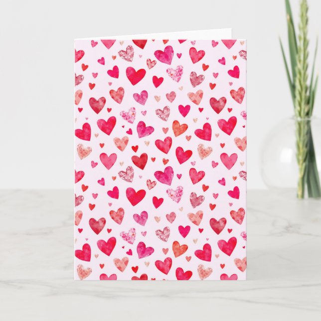 Cartão De Festividades Pink Red Heart Paper Mache Valentines Day Card (Frente)