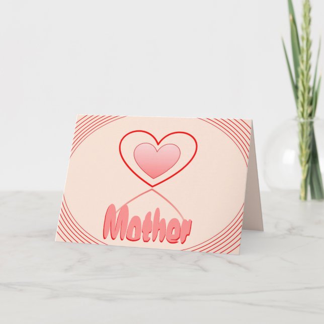 Cartão De Festividades Pink Red Heart Reflection MOTHER Valentine's Day (Frente)