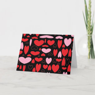 Cartão De Festividades Pink & Red Hearts