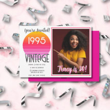 Pink Retro Sun 1995 Photo 30th Birthday