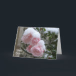 Cartão De Festividades Pink snow covered roses Xmas<br><div class="desc">These pink roses were still blooming in December when the snow fell. The Christmas card is customizable and has an address panel to let friends know if they've forgotten your address.</div>