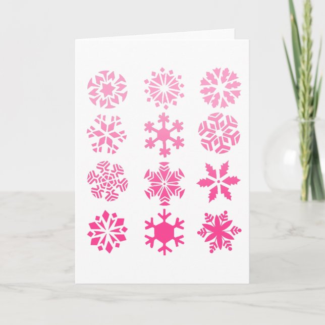 Cartão De Festividades Pink Snowflakes - Greeting Card (Frente)