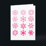 Cartão De Festividades Pink Snowflakes - Greeting Card<br><div class="desc">Twelve snowflakes set in a fun gradient pink!</div>