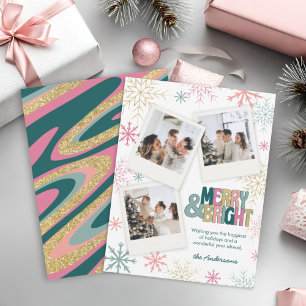 Cartão De Festividades Pink Verde Dourado Alegre & Brilhante Redemoinho R