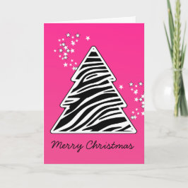 Cartão De Festividades Pink Zebra Christmas Tree