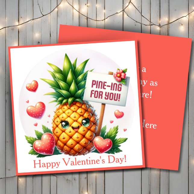 Cartão De Festividades Pino para Feliz dia de os namorados de Cute Person (Pine-ing For Cute Happy Valentine's Day Custom Holiday Card. Add your name & a special message!)