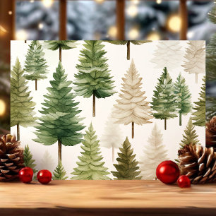 Cartão De Festividades Pinos de Natal em Aquarela