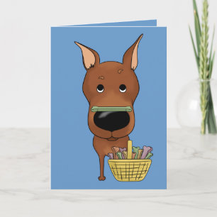 Cartão De Festividades Pinscher diminuto - caça do osso da páscoa,
