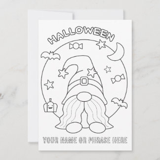 Cartão De Festividades Pinte seu próprio Gnome de Halloween com a Lua