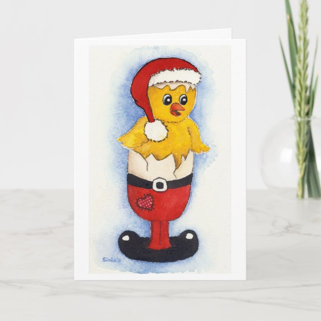 Cartão De Festividades pintinho de café da manhã feliz (Frente)