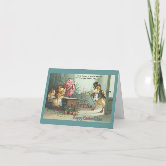 Cartão De Festividades Pintinho de Ovos Cavalos (Frente)