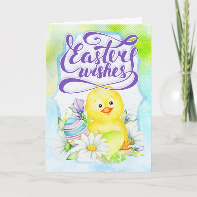 Cartão De Festividades Pintinho giro - Desejos da Páscoa (Frente)