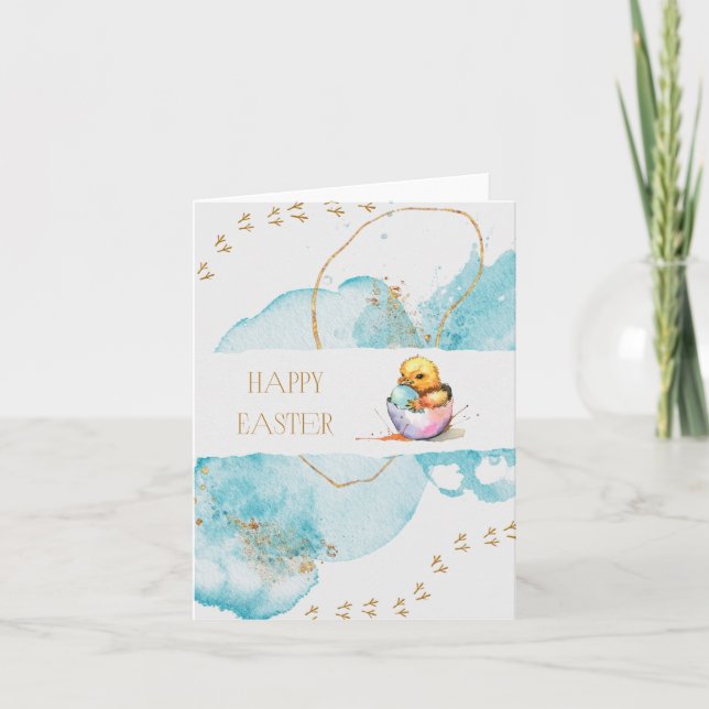 Cartão De Festividades Pintinho páscoa (Frente)