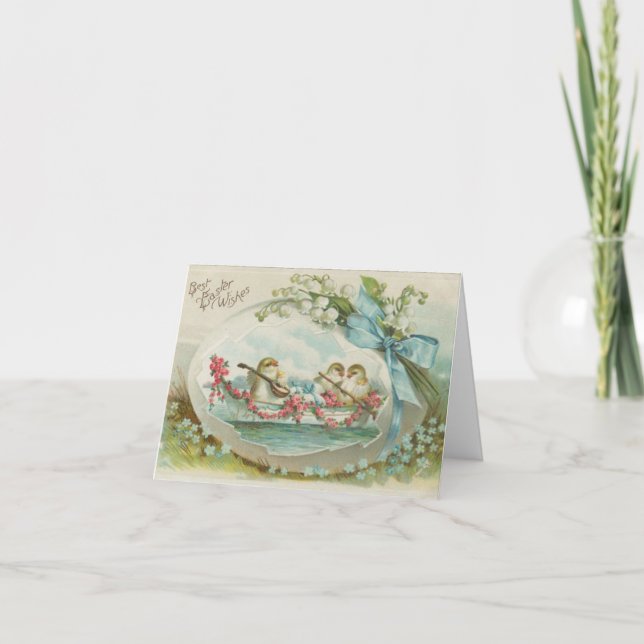 Cartão De Festividades Pintinhos de Páscoa Vintage (Frente)