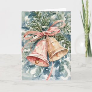 Cartão De Festividades Pintura de Natal em Aquarela Jingle Bells Festa de