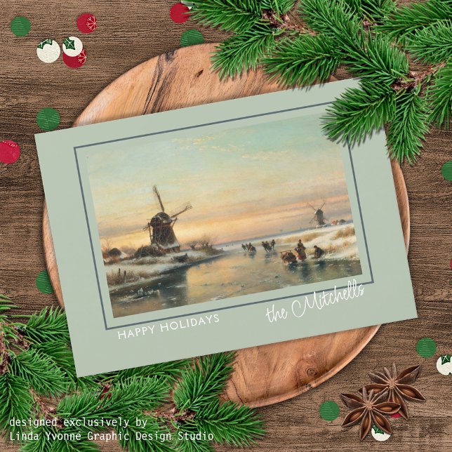 Cartão De Festividades Pintura de Paisagem em Paisagem de Inverno Persona (Criador carregado)