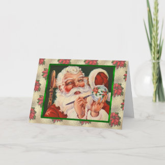 Cartão De Festividades Pintura de Papais noeis Vintage