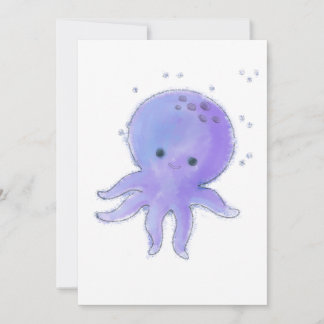 Cartão De Festividades Pintura de polvo roxo fofo
