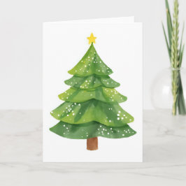 Cartão De Festividades Pintura em Aquarela de Árvore de Natal Feriado