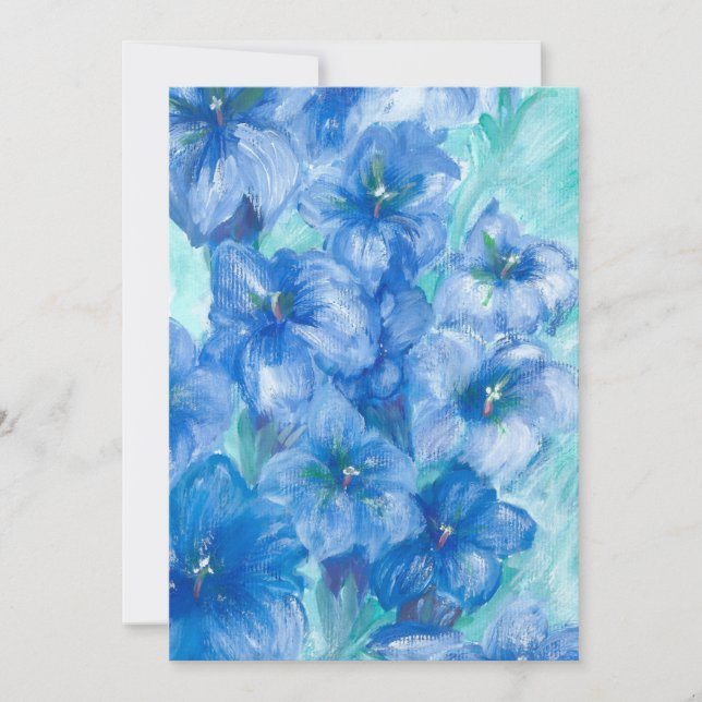 Cartão De Festividades Pintura em flor selvagem azul (Frente)