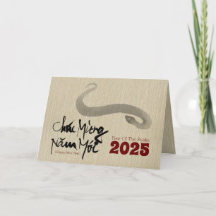 Cartão De Festividades Pintura Original 2 Cobra Ano Novo Vietnamita 2025