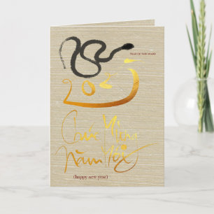 Cartão De Festividades Pintura Original Ano da Serpente Vietnamita 2025 G