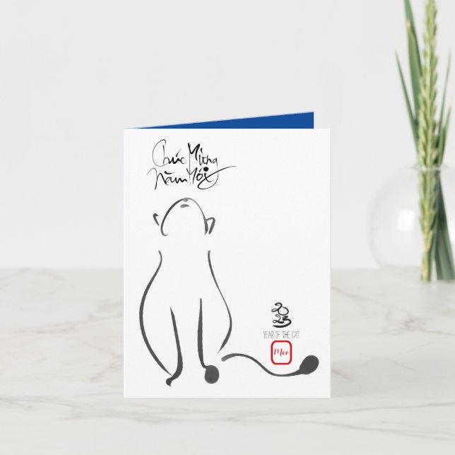 Cartão De Festividades Pintura original Cat Vietnamita Ano Novo 2023 VGC (Frente)